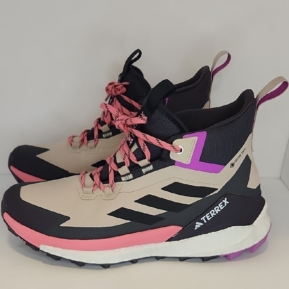 Adidas Terrex Women's Cream and Pink Free Hiker 2.0 Gor- Tex Hiking Shoes - Picture 3 of 12